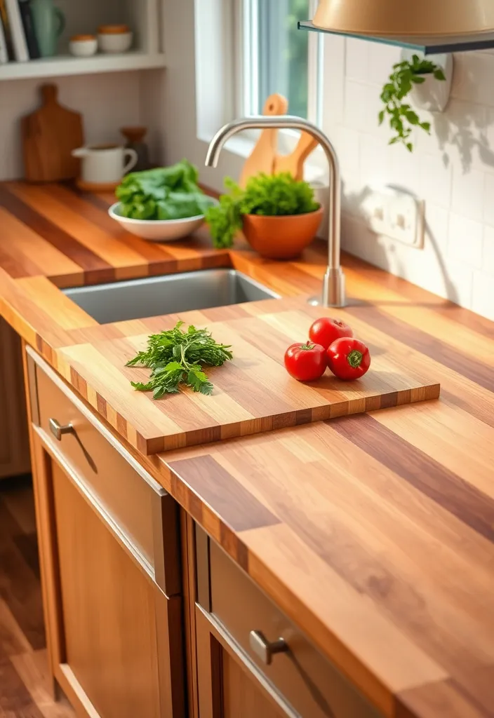 15 Stunning Butcher Block Countertop Ideas That Will Transform Your Kitchen! - 7. Integrated Cutting Boards