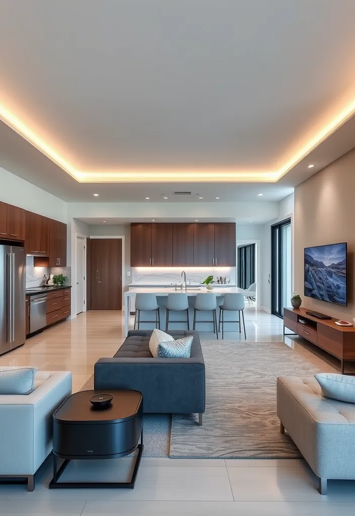 21 Stunning Open Floor Plan Living Room and Kitchen Designs That Will Inspire Your Next Renovation! - 10. Smart Technology