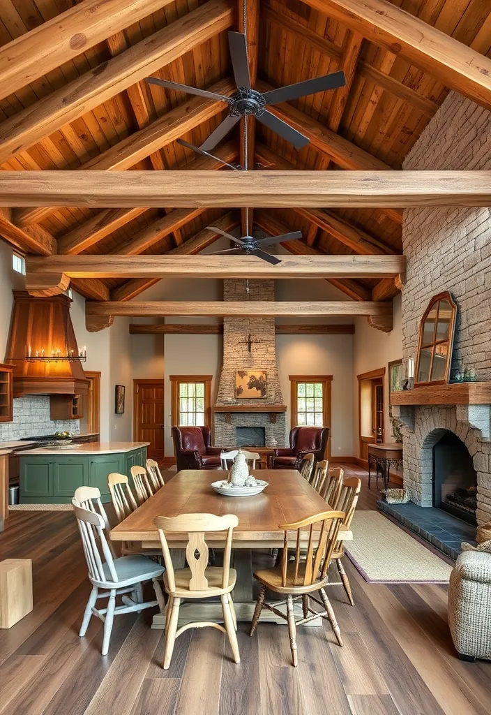 21 Stunning Open Floor Plan Living Room and Kitchen Designs That Will Inspire Your Next Renovation! - 2. Rustic Charm