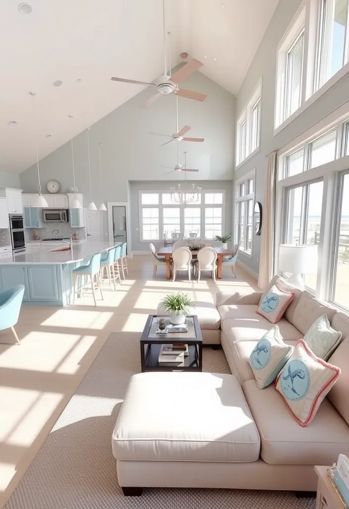 21 Stunning Open Floor Plan Living Room and Kitchen Designs That Will Inspire Your Next Renovation! - 3. Coastal Vibes