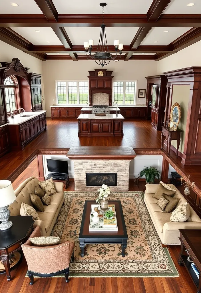 21 Stunning Open Floor Plan Living Room and Kitchen Designs That Will Inspire Your Next Renovation! - 6. Timeless Traditional