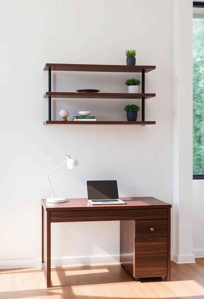 Maximize Your Space: 19 Wooden Desks and Floating Shelves for Small Rooms - 10. Sleek Modern Desk