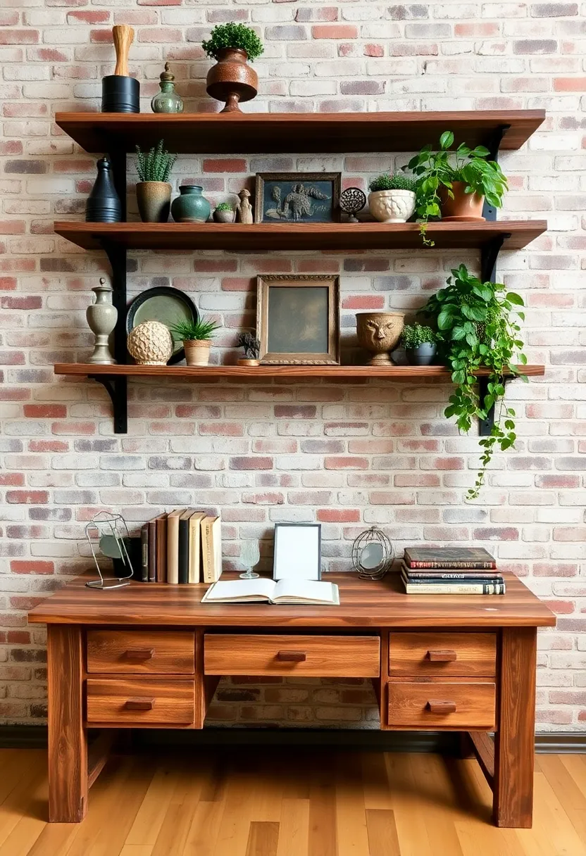 Maximize Your Space: 19 Wooden Desks and Floating Shelves for Small Rooms - 2. Rustic Farmhouse Desk