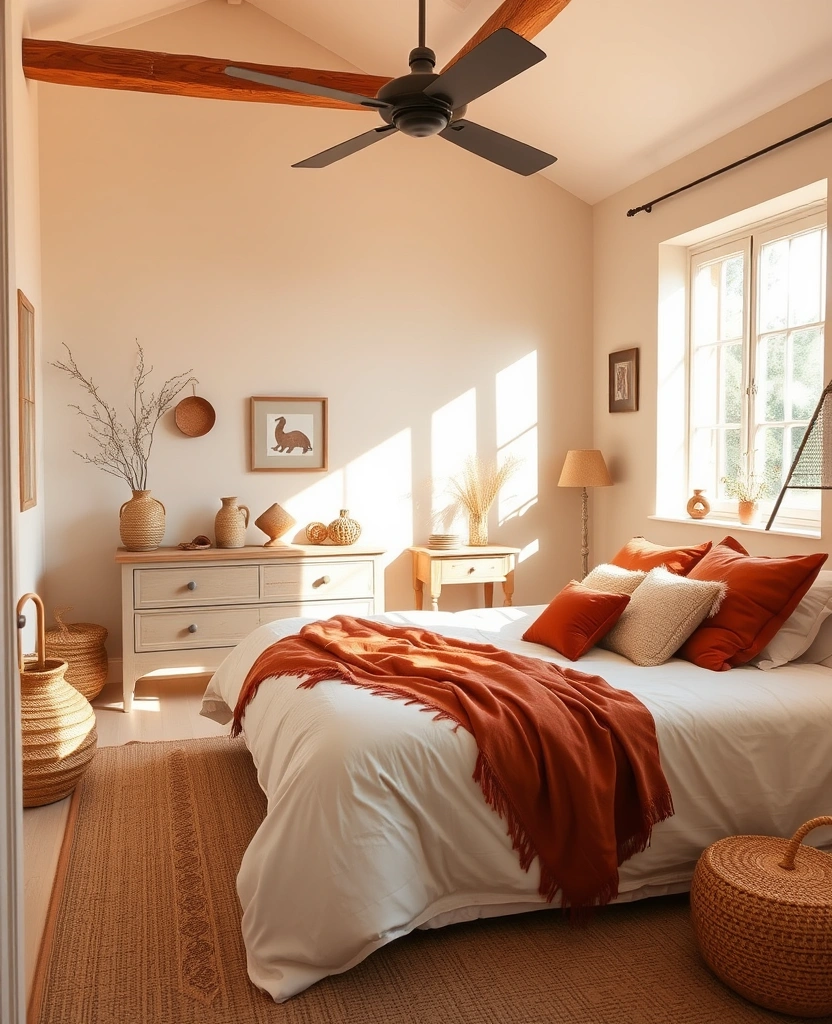 35 Bold Color Schemes for Contemporary Bedrooms That Will Inspire Your Next Makeover! - 27. Soft Cream and Warm Terracotta