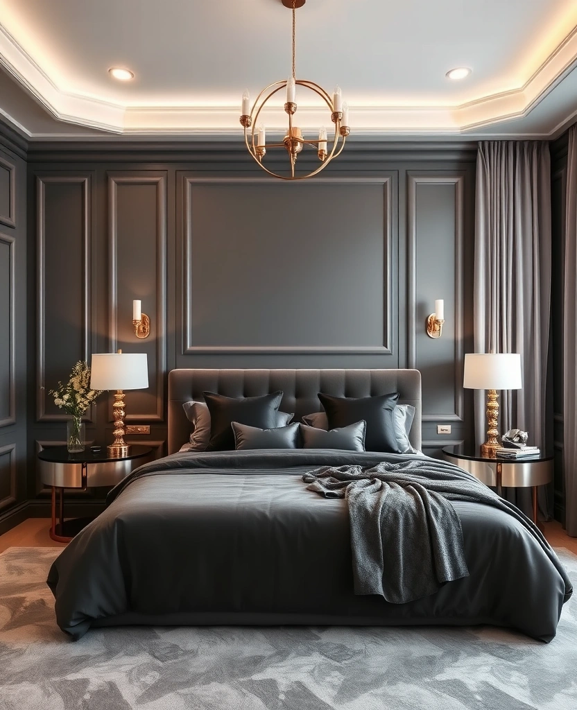35 Bold Color Schemes for Contemporary Bedrooms That Will Inspire Your Next Makeover! - 32. Slate Grey and Rose Gold