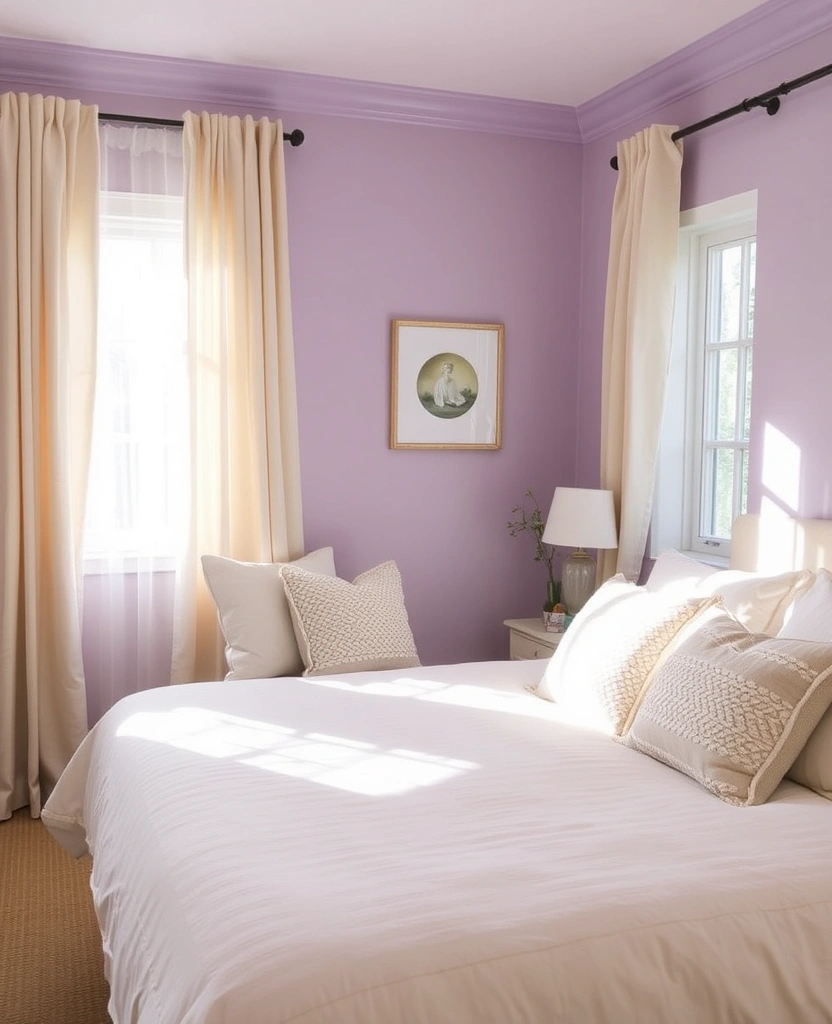 35 Bold Color Schemes for Contemporary Bedrooms That Will Inspire Your Next Makeover! - 33. Dusty Lavender and Cream