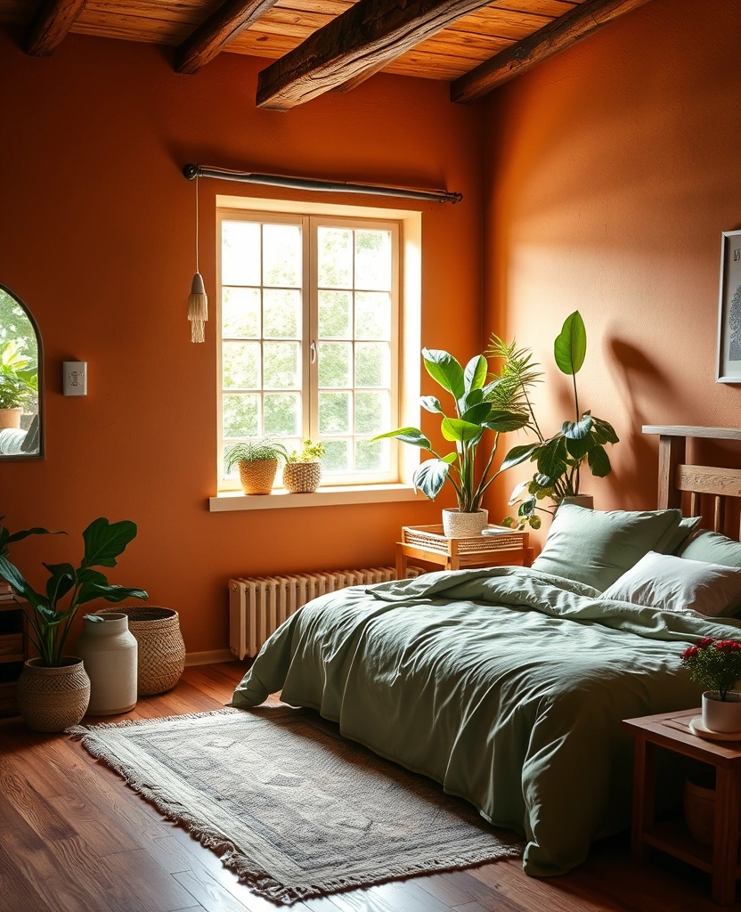 35 Bold Color Schemes for Contemporary Bedrooms That Will Inspire Your Next Makeover! - 4. Earthy Terracotta and Sage