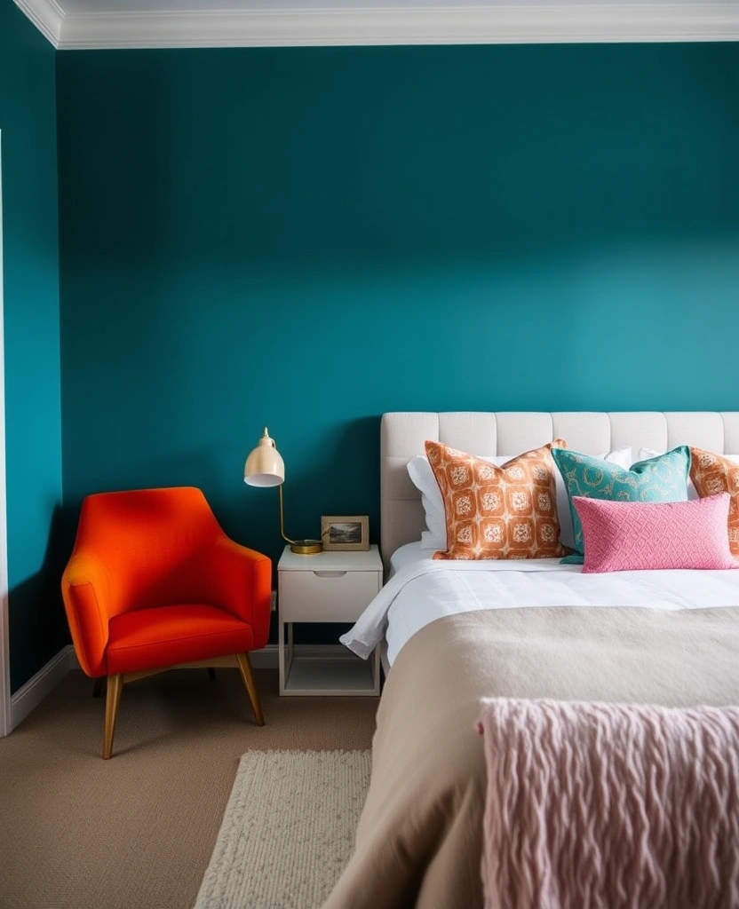 35 Bold Color Schemes for Contemporary Bedrooms That Will Inspire Your Next Makeover! - 8. Teal and Burnt Orange
