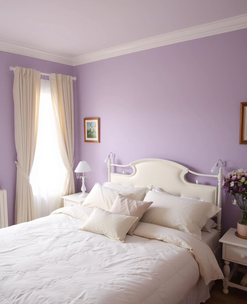 35 Bold Color Schemes for Contemporary Bedrooms That Will Inspire Your Next Makeover! - 9. Lavender and Cream
