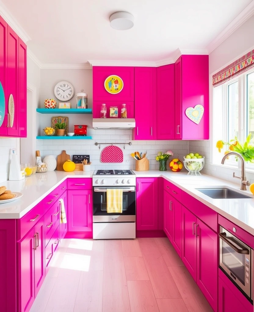 45 Elegant Kitchen Cabinet Colors That Will Transform Your Space Instantly! - 27. Bright Raspberry