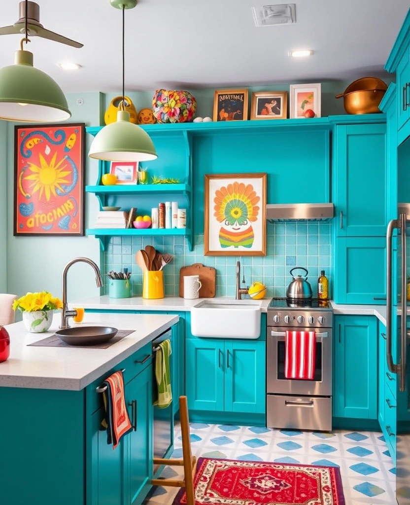 45 Elegant Kitchen Cabinet Colors That Will Transform Your Space Instantly! - 38. Deep Turquoise