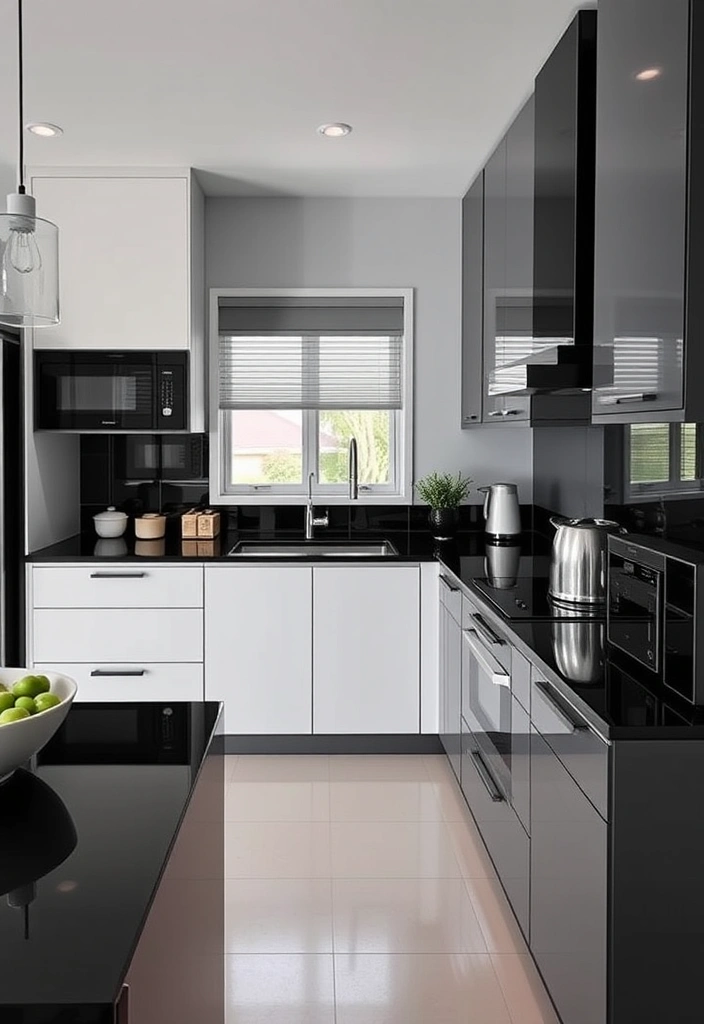 Black Countertops Kitchen Color Schemes: Uncover 19 Gorgeous Combinations to Elevate Your Space! - 11. Monochrome Magic