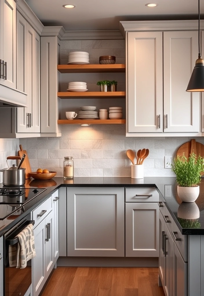 Black Countertops Kitchen Color Schemes: Uncover 19 Gorgeous Combinations to Elevate Your Space! - 2. Soft Gray Accents