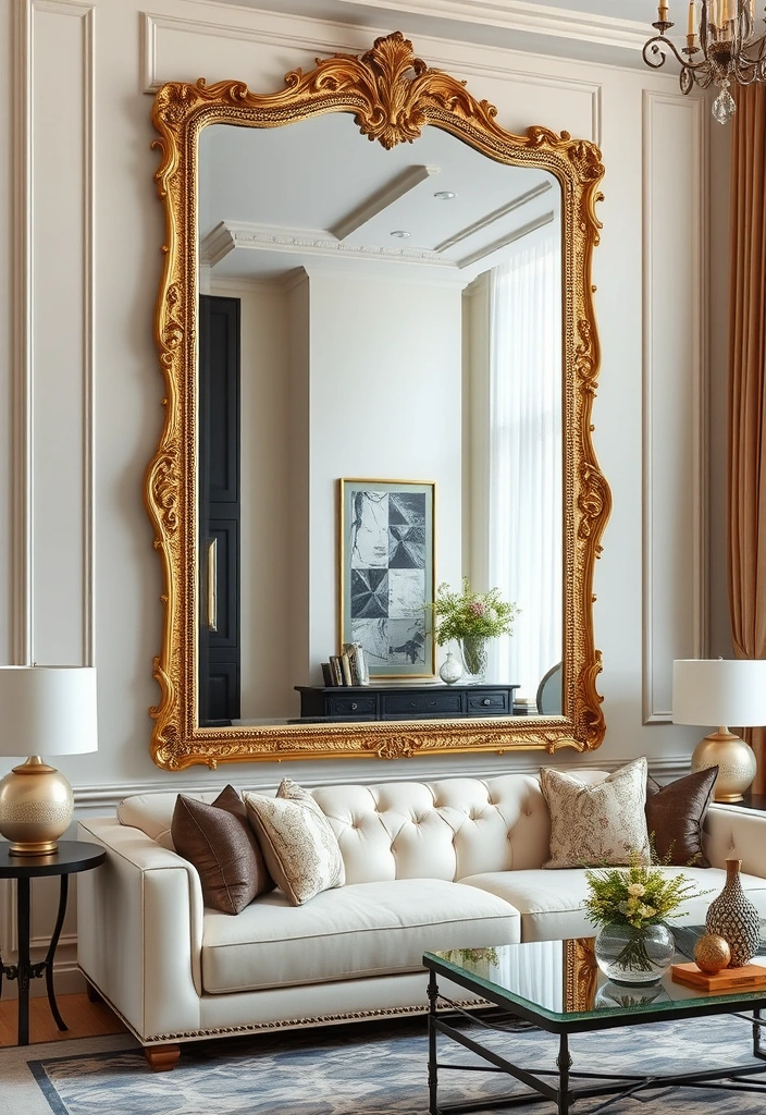 Chic and Stylish: 31 Unique Living Room Wall Decor Ideas Featuring Mirrors! - 7. Decorative Mirror Frames