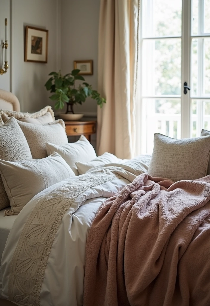 Timeless Charm: 21 Expert Tips for a Vintage-Inspired Bedroom with Blush Pink! - 3. Layer Textures for Depth