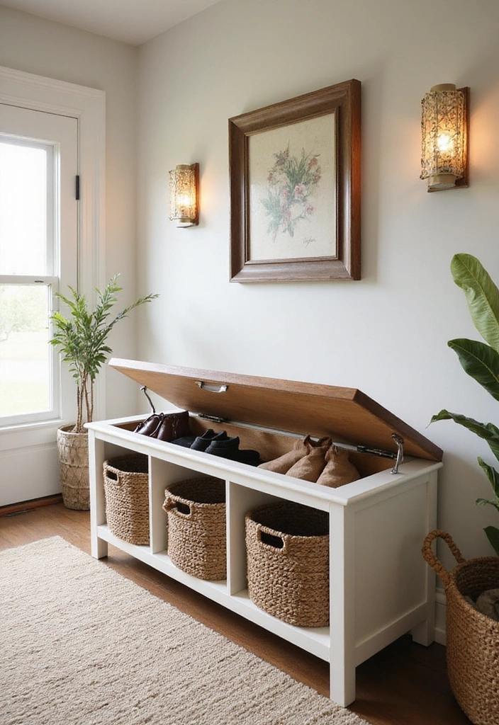19 Clever Entryway Storage Ideas for Small Spaces: Maximize Functionality and Style! - 11. Under-Bench Storage