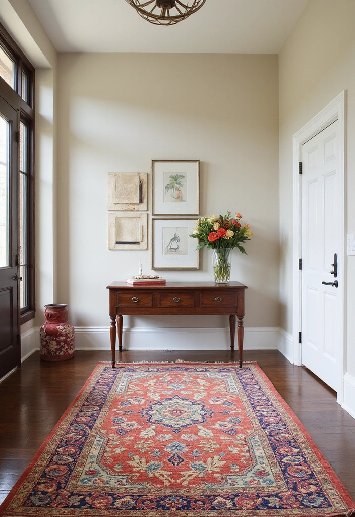 19 Clever Entryway Storage Ideas for Small Spaces: Maximize Functionality and Style! - 13. Entryway Rugs