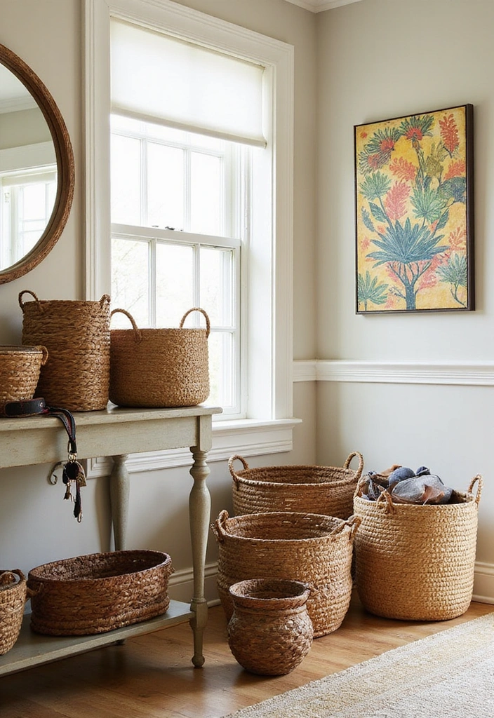 19 Clever Entryway Storage Ideas for Small Spaces: Maximize Functionality and Style! - 5. Decorative Baskets