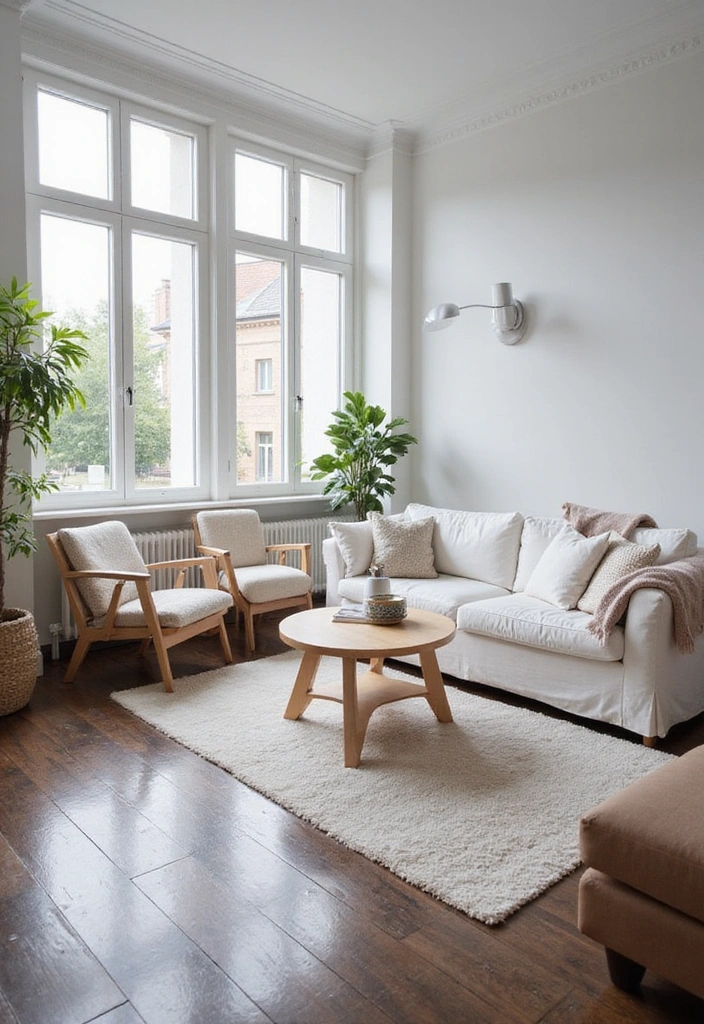 21 Sophisticated Dark Wood Floors Living Room Decor Ideas for a Polished and Refined Look - 11. Bright Scandinavian Influence
