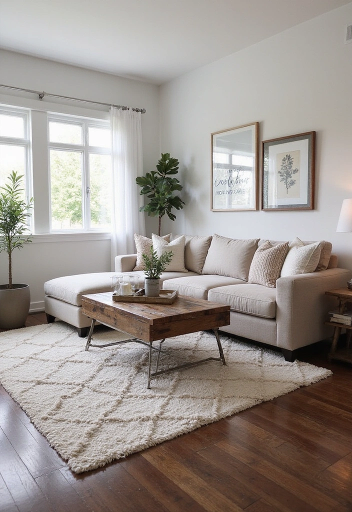 21 Sophisticated Dark Wood Floors Living Room Decor Ideas for a Polished and Refined Look - 18. Modern Farmhouse Fusion