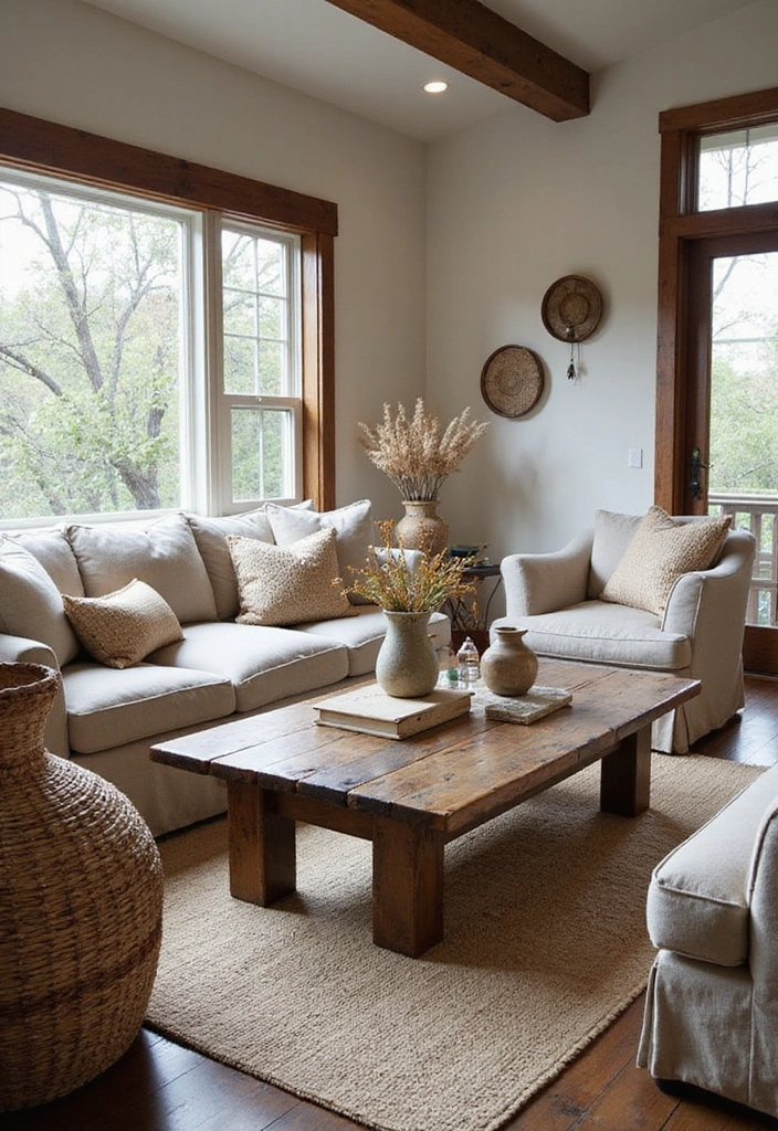 21 Sophisticated Dark Wood Floors Living Room Decor Ideas for a Polished and Refined Look - 3. Rustic Elegance with Natural Textures