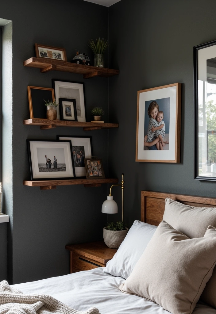 35 Industrial Bedroom Decor Ideas for 2025: Embrace Charcoal Gray Walls with Rustic Wood Accents! - 17. Personal Touches