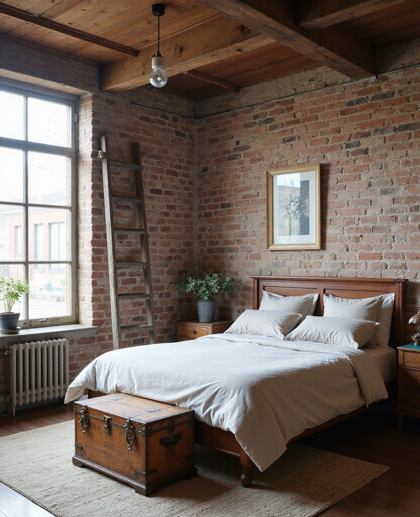 35 Industrial Bedroom Decor Ideas for 2025: Embrace Charcoal Gray Walls with Rustic Wood Accents! - 34. Vintage Finds