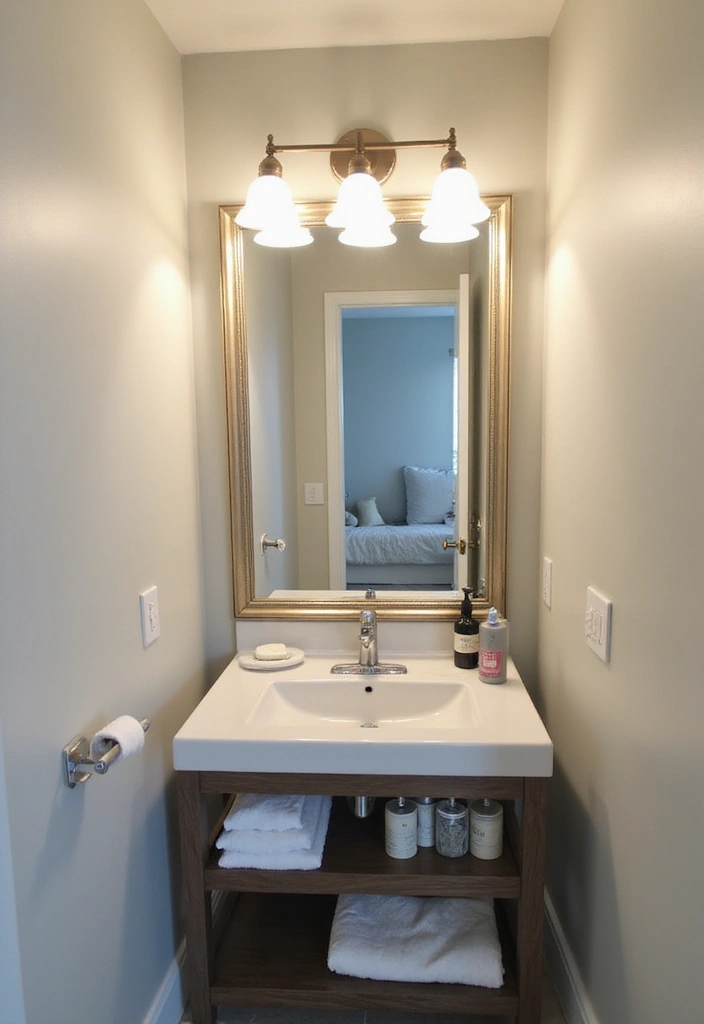 Bathroom Bliss: 15 Genius Ways to Maximize Your Small Bathroom with Sherwin-Williams Rainwashed - 6. Incorporate Mirrors for Illusion of Space
