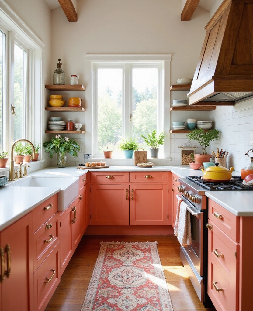 How to Choose the Perfect 2025 Kitchen Cabinet Paint Colors for a Modern Look! - 16. Warm Coral: A Vibrant Embrace