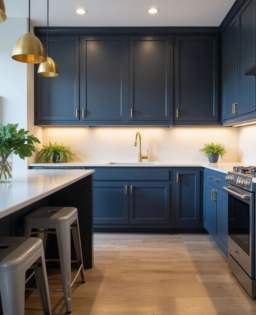 How to Choose the Perfect 2025 Kitchen Cabinet Paint Colors for a Modern Look! - 17. Charcoal Blue: A Mystical Depth