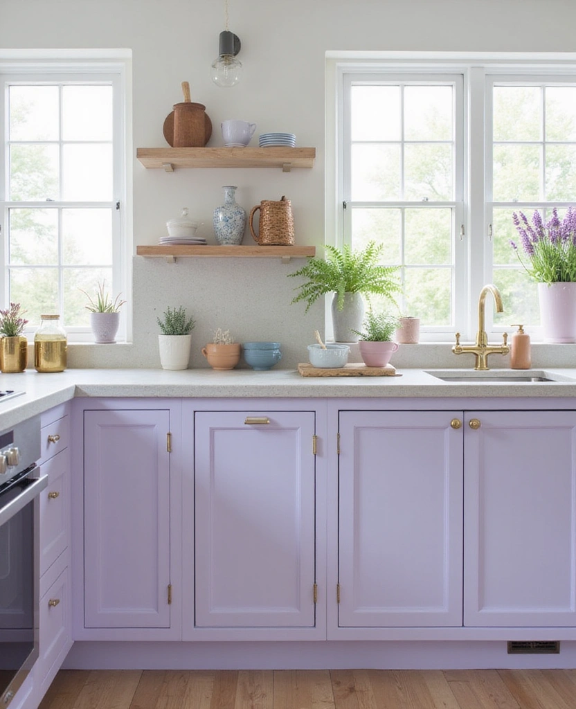 How to Choose the Perfect 2025 Kitchen Cabinet Paint Colors for a Modern Look! - 19. Soft Lavender: Dreamy and Serene
