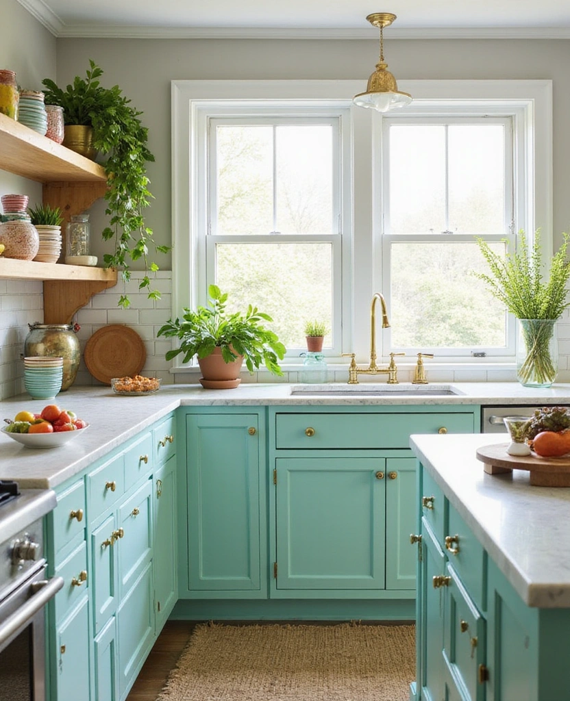 How to Choose the Perfect 2025 Kitchen Cabinet Paint Colors for a Modern Look! - 20. Vintage Mint: Fresh and Nostalgic