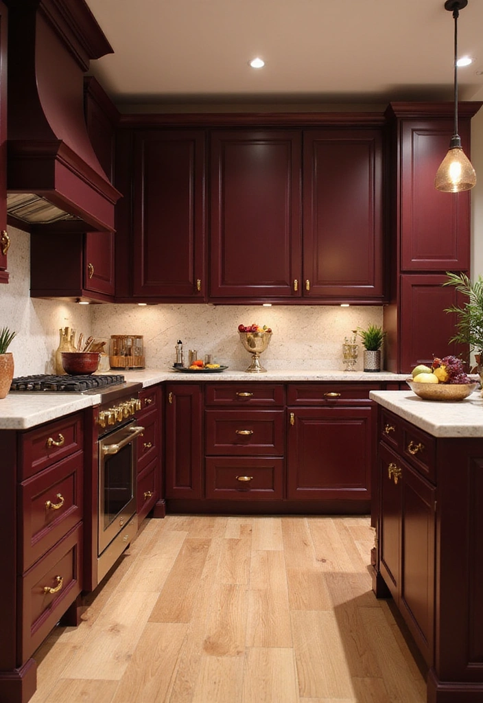 How to Choose the Perfect 2025 Kitchen Cabinet Paint Colors for a Modern Look! - 9. Rich Burgundy: Elegant and Dramatic