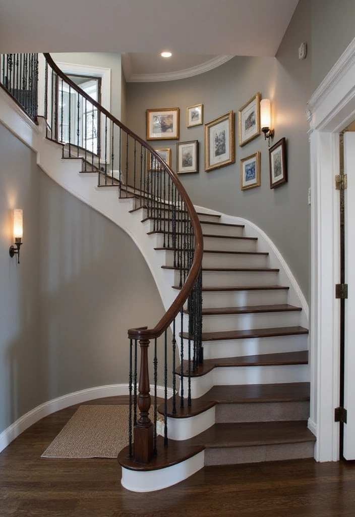 20 Dynamic Sherwin Williams Agreeable Gray Color Ideas with Darker Shades for Contrast! - 12. Elegant Staircase Design