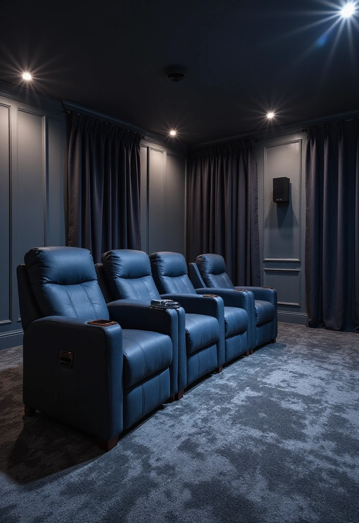 20 Dynamic Sherwin Williams Agreeable Gray Color Ideas with Darker Shades for Contrast! - 14. Luxurious Home Theater
