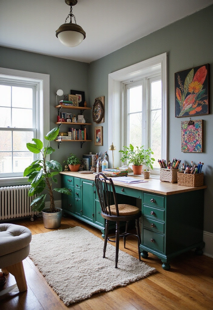 20 Dynamic Sherwin Williams Agreeable Gray Color Ideas with Darker Shades for Contrast! - 17. Artistic Craft Room