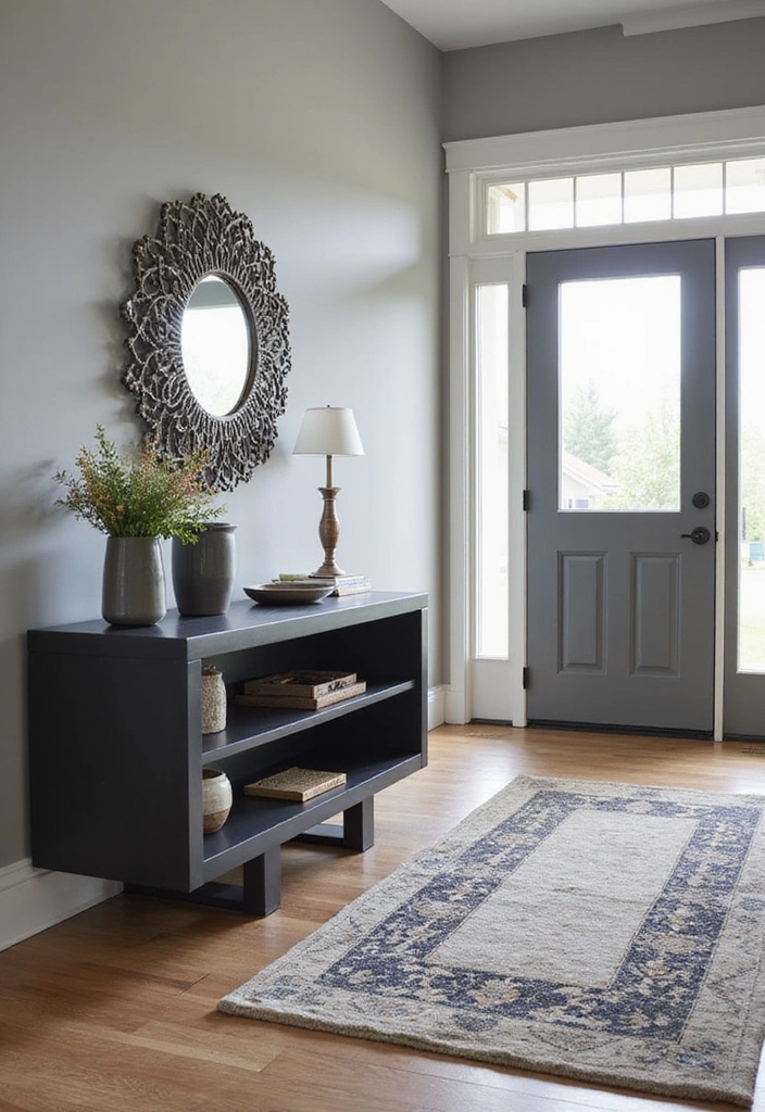 20 Dynamic Sherwin Williams Agreeable Gray Color Ideas with Darker Shades for Contrast! - 6. Stylish Entryway