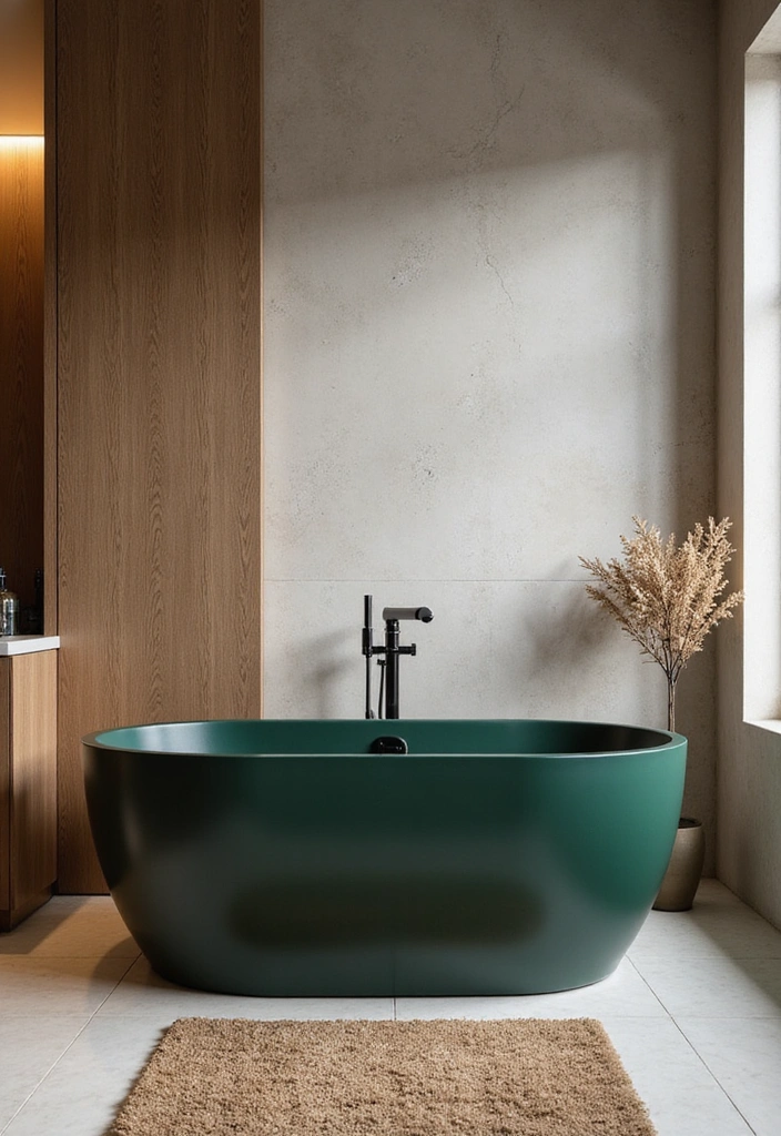 20 Inviting Forest Green Bathroom Ideas for a Cozy and Stylish High-Wall Retreat! - 10. Forest Green Bathtubs