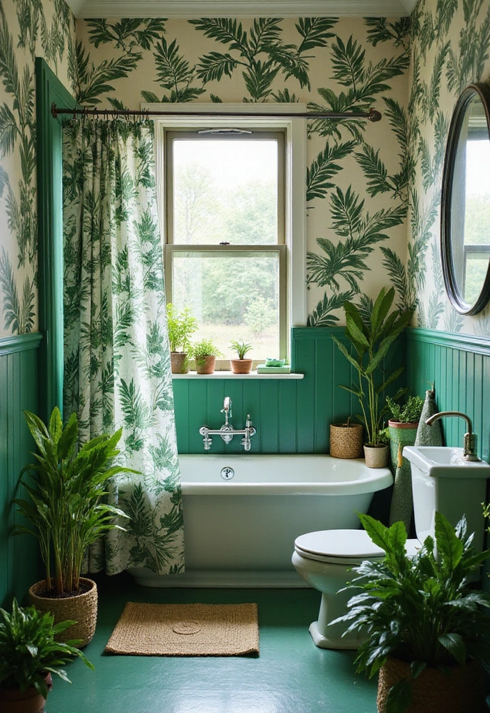 20 Inviting Forest Green Bathroom Ideas for a Cozy and Stylish High-Wall Retreat! - 4. Green Botanical Prints