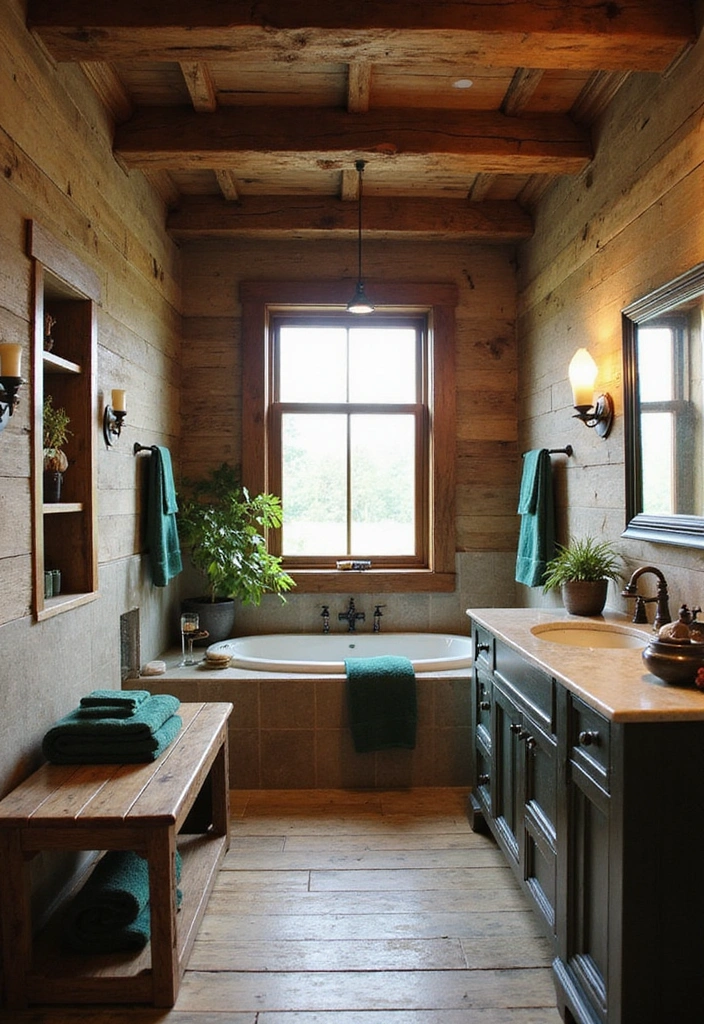 20 Inviting Forest Green Bathroom Ideas for a Cozy and Stylish High-Wall Retreat! - 5. Rustic Forest Green Accents