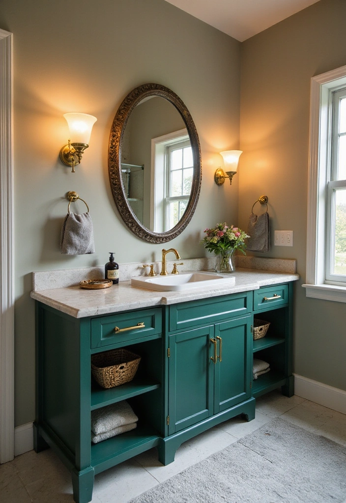 20 Inviting Forest Green Bathroom Ideas for a Cozy and Stylish High-Wall Retreat! - 9. Forest Green Vanities