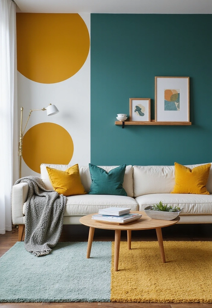 How to Transform Your Mid-Century Modern Living Room with Bold Color Blocking Techniques! - 2. Create a Color-Blocked Accent Wall
