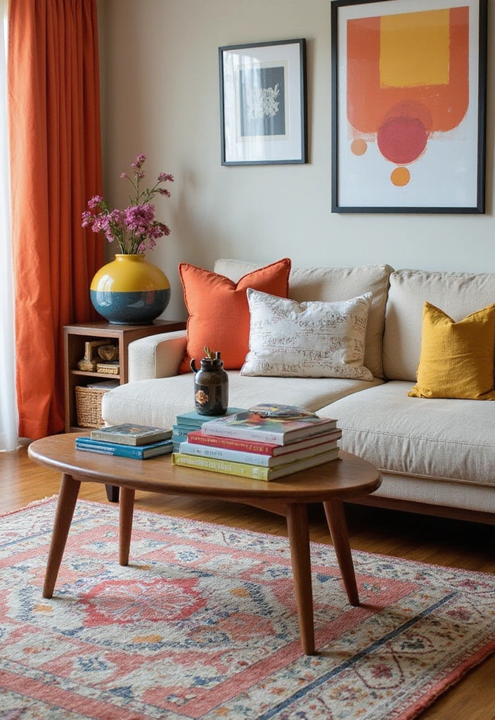 How to Transform Your Mid-Century Modern Living Room with Bold Color Blocking Techniques! - 7. Introduce Bold Decorative Accents
