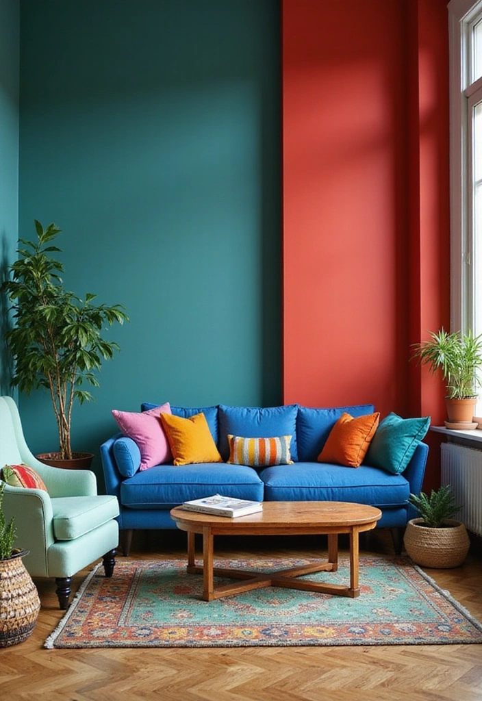 19 Bold & Eclectic Living Room Ideas That’ll Make You Ditch Minimalism (#7 is Wild!) - 1. Vibrant Color Palettes