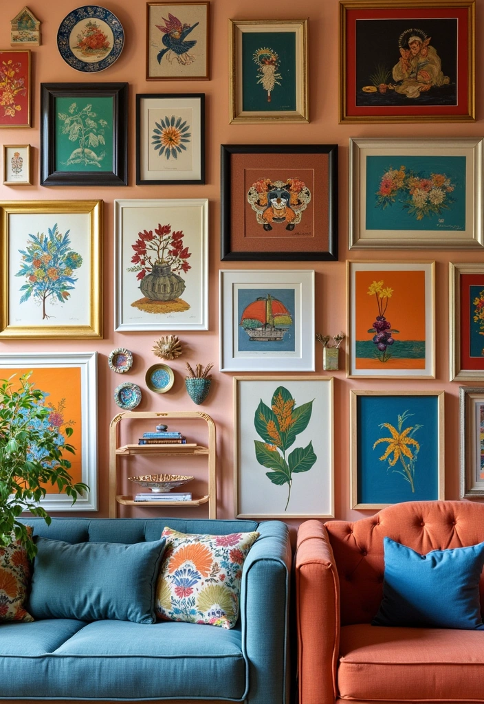 19 Bold & Eclectic Living Room Ideas That’ll Make You Ditch Minimalism (#7 is Wild!) - 3. Gallery Walls
