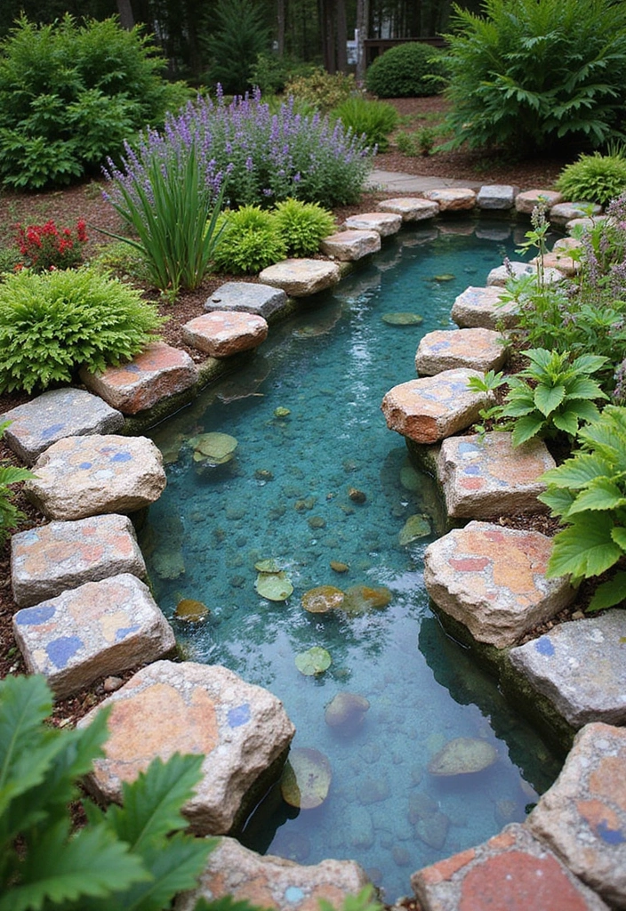 19 Stunning Container Pond Ideas with Fish for Small & Stylish Gardens - 11. Colorful Mosaic Pond