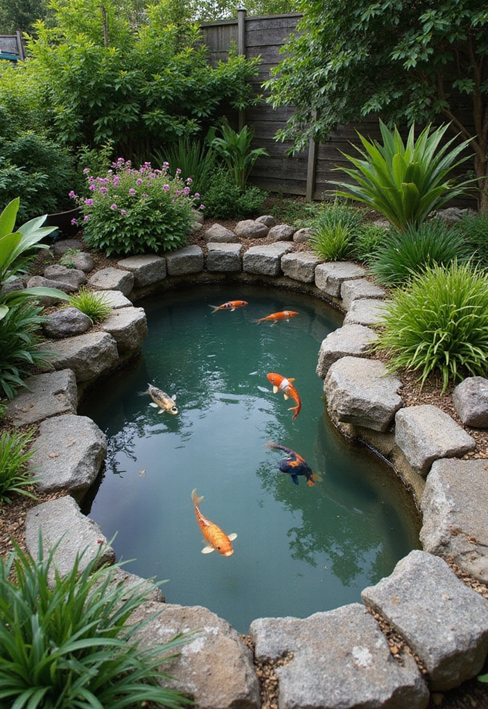 19 Stunning Container Pond Ideas with Fish for Small & Stylish Gardens - 13. Rustic Stone Pond