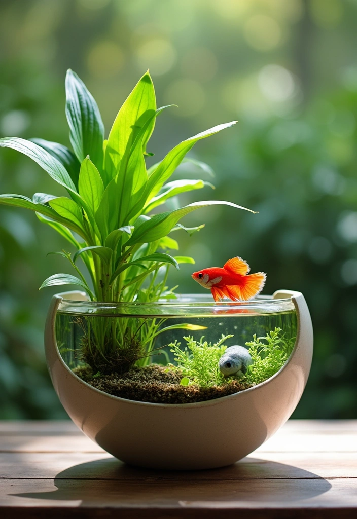 19 Stunning Container Pond Ideas with Fish for Small & Stylish Gardens - 2. Elegant Ceramic Planter Pond