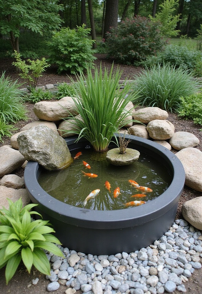 19 Stunning Container Pond Ideas with Fish for Small & Stylish Gardens - 6. Sunken Container Pond