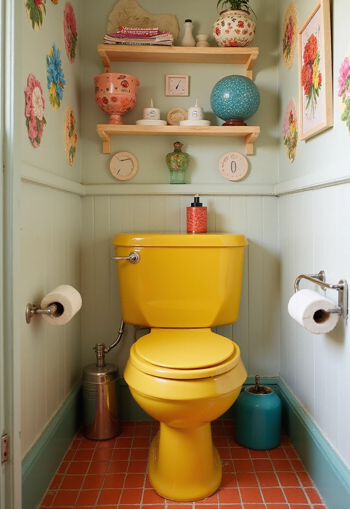 25 Retro Bathroom Design Ideas Featuring Groovy Tiles and Funky Fixtures for a Bold 70s Revival - 17. Funky Toilet Designs